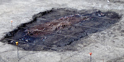 Sito 4. Località Masseria Piccinini (Paterno, Potenza). Struttura 1. Bronzo medio avanzato, fase appenninica (foto A. Preite - Archivio fotografico Soprintendenza per i Beni Archeologici della Basilicata) 