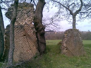 Grumento Nova, locality Spineta, route of Pilieri (on the top); buildings of different size (on the bottom left)