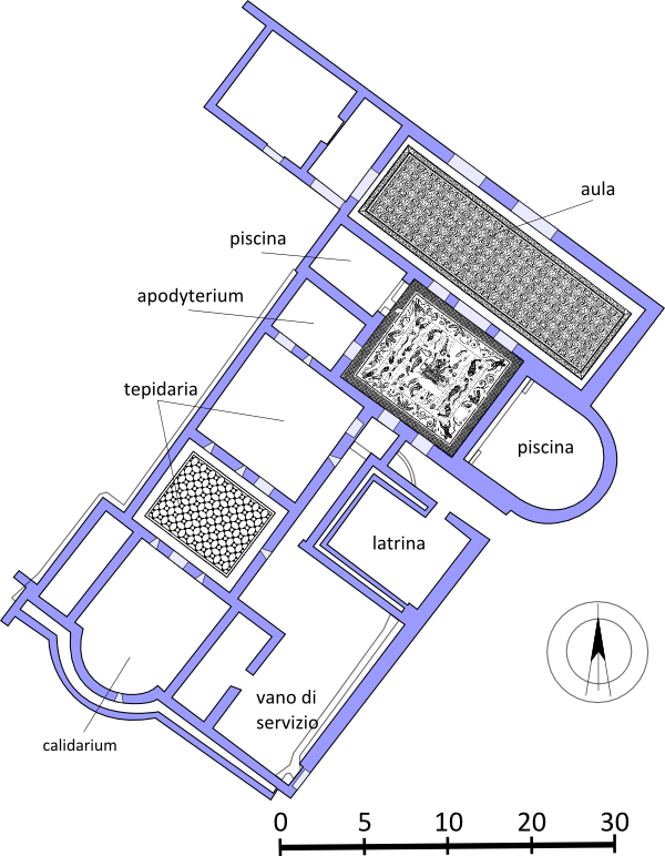 Plan of Imperial thermal baths in Grumentum