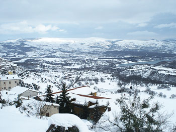 Grumento Nova , inside the National Park.In the background, on the right lake Pietra del Pertusillo