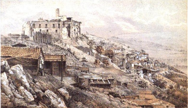 View of Saponara (Grumento Nova) after the earthquake of 1857, by R. Mallet, Great Napolitan earthquake of 1857, London 1862, p.418