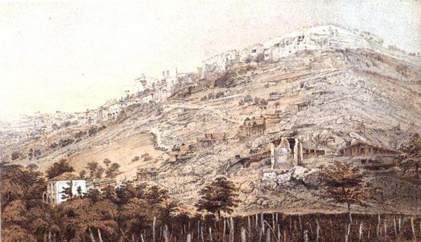 View of Saponara (Grumento Nova) after the earthquake of 1857, by R. Mallet, Great Napolitan earthquake of 1857, London 1862, p.418